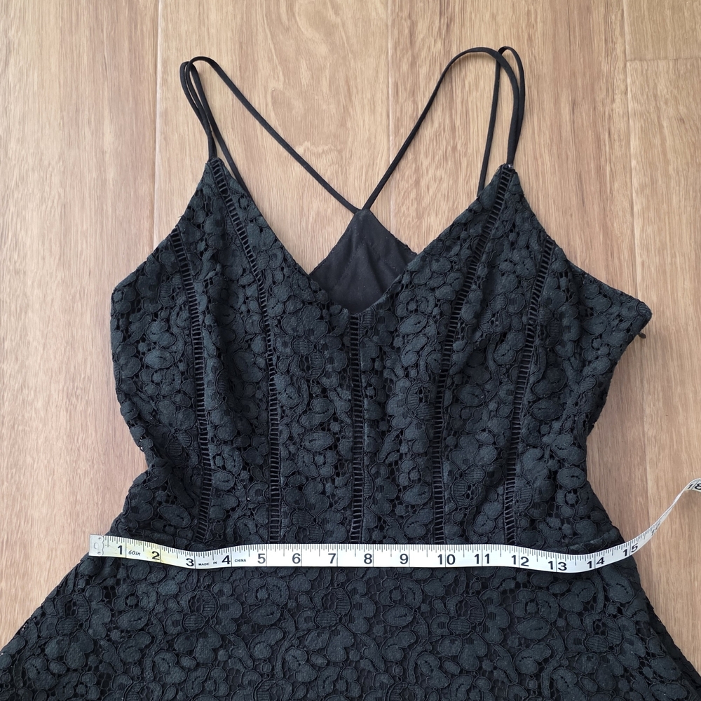 Soprano Black A-Line Lace Skater Dress In Size L - Picture 6 of 12